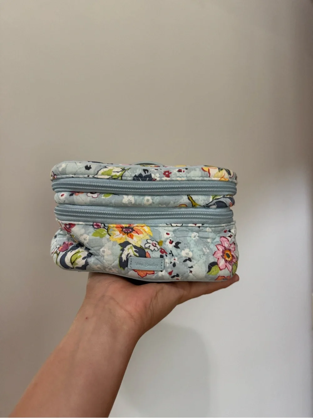 Vera Bradley Light Blue Floral Quilted Jewelry Organizer Case